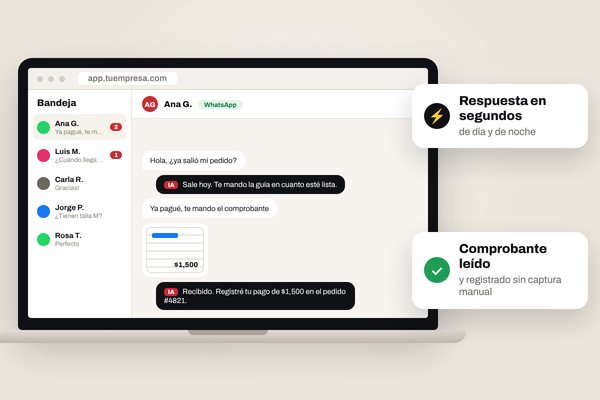 Pantalla ilustrativa: Plataforma de atención por WhatsApp con IA