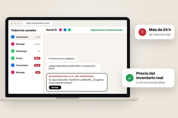 Pantalla ilustrativa: CRM de ventas de autos con IA