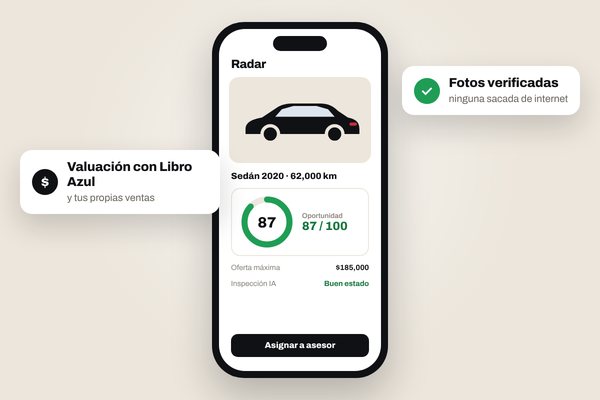 Pantalla ilustrativa: Radar: compra de autos con IA